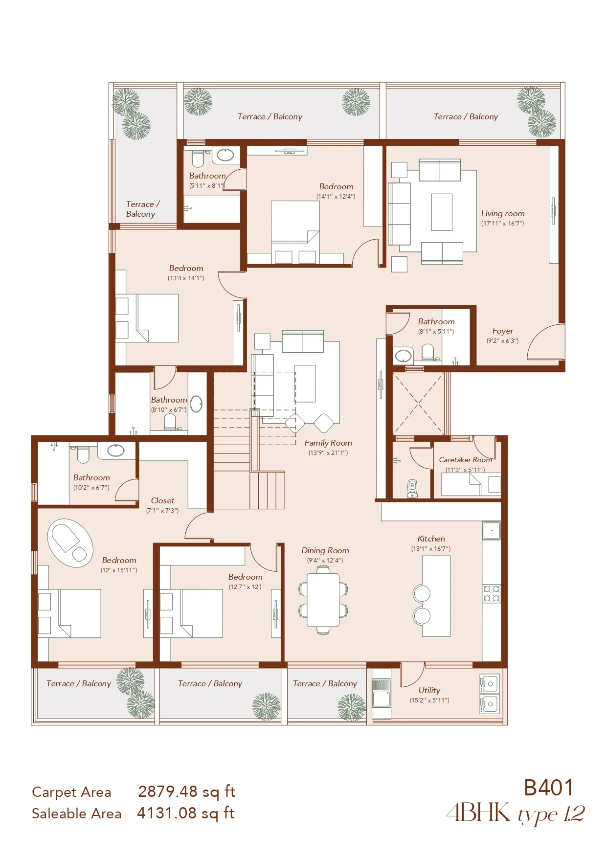 Echoes of Eden 4 BHK Sky Villa floor plan 14