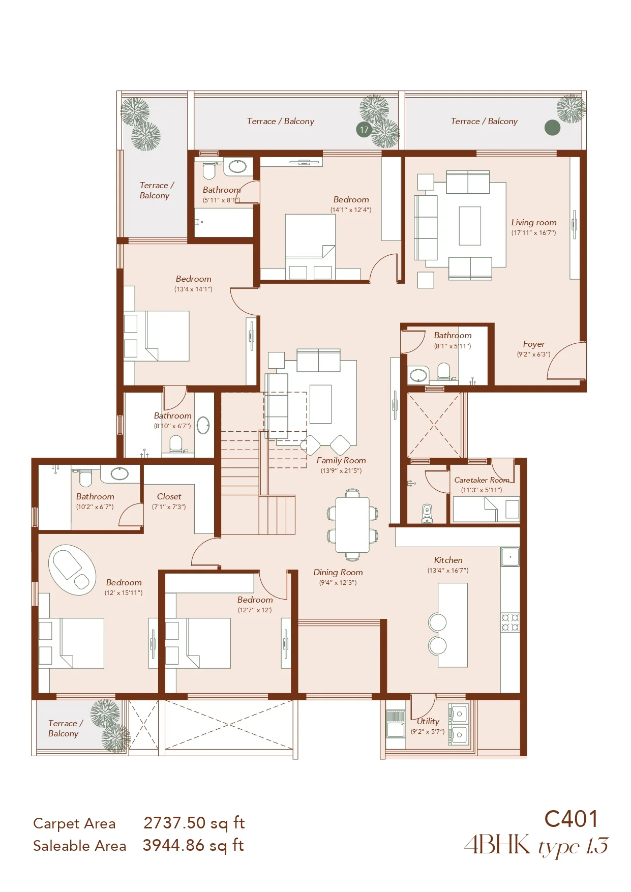 Echoes of Eden 4 BHK Sky Villa floor plan 15
